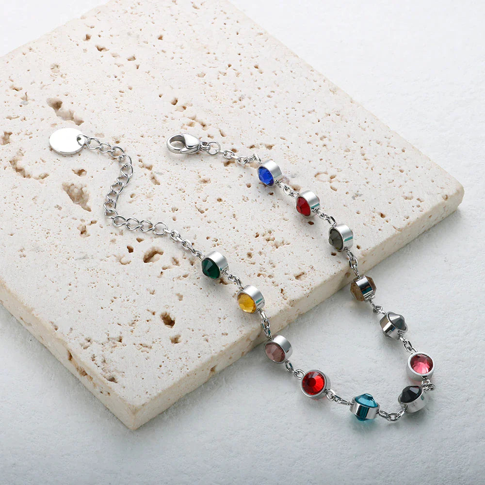Rainbow Crystal Charm Bracelet | Elegant & Colourful Design-Gold-plated-State of Style
