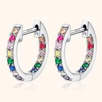Rainbow Hoop Earrings - Sofia-Silver-State of Style