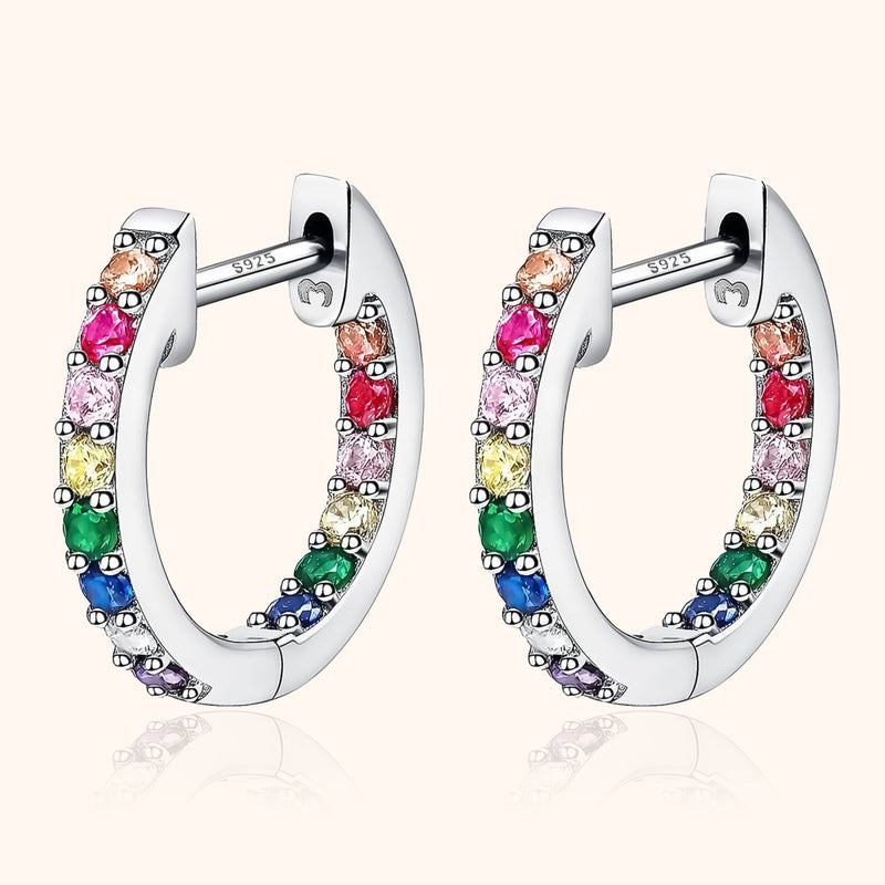 Rainbow Hoop Earrings - Sofia-Silver-State of Style