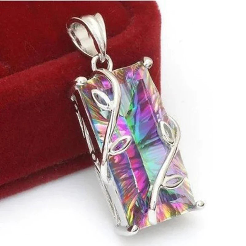 Rainbow Stone Tree of Life Pendant Necklace-State of Style