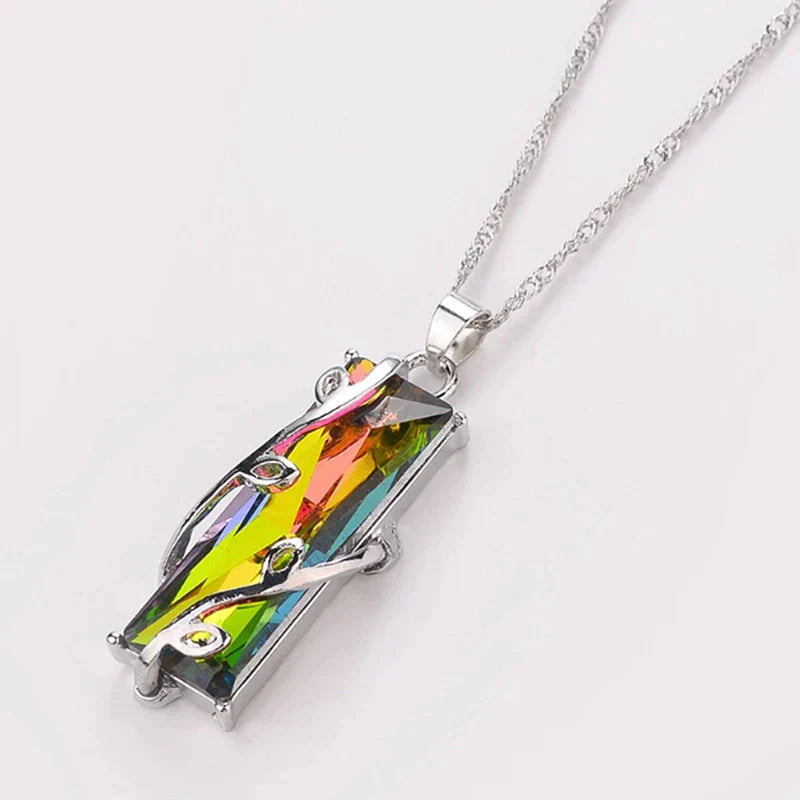 Rainbow Stone Tree of Life Pendant Necklace-State of Style