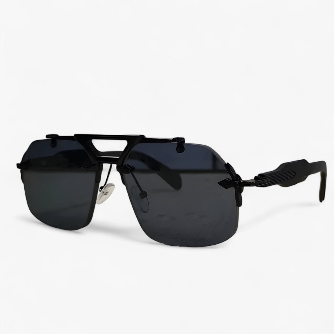 Randless oversized sunglasses with metal accents – Vexor-Black Grey-State of Style