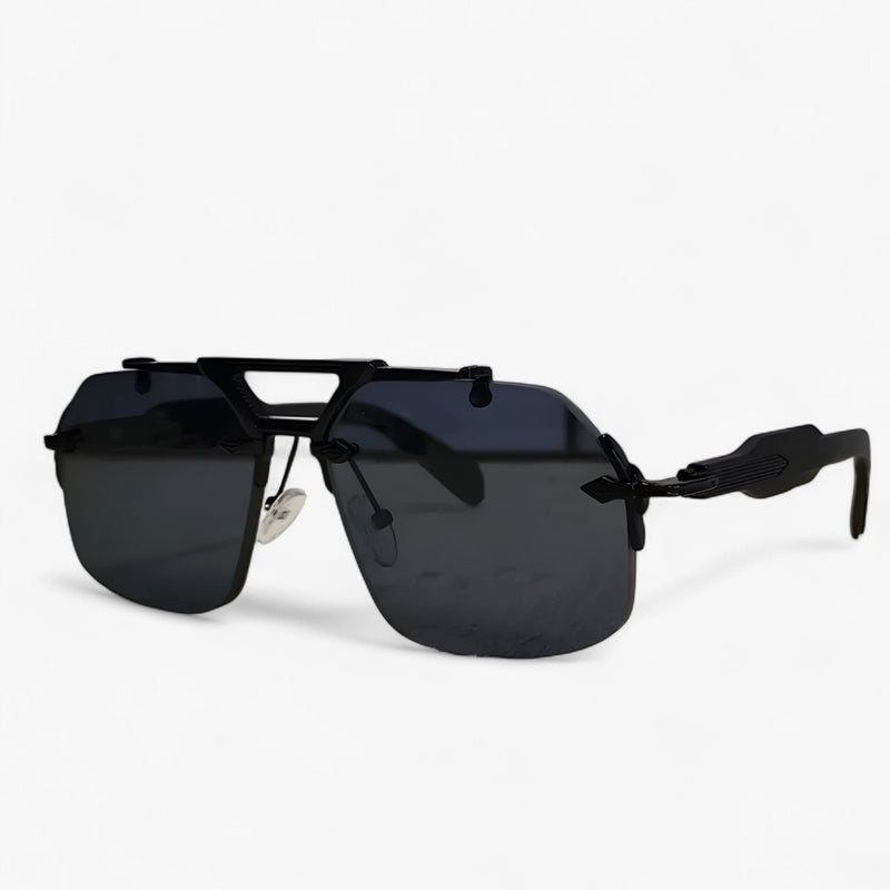 Randless oversized sunglasses with metal accents – Vexor-Black Grey-State of Style