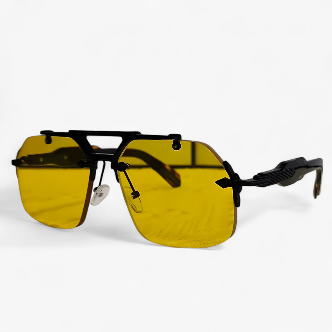 Randless oversized sunglasses with metal accents – Vexor-Black Yellow-State of Style