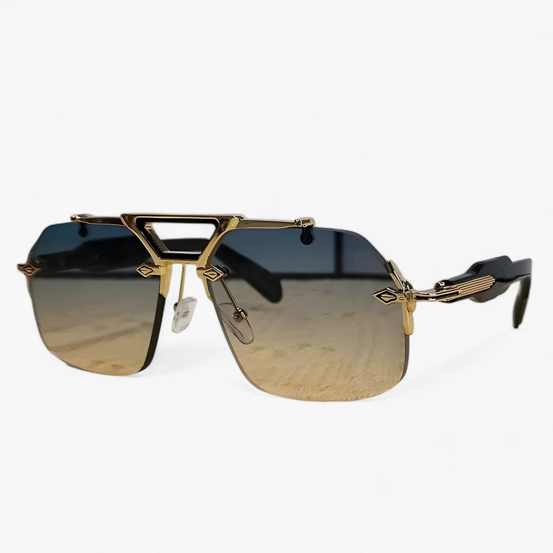 Randless oversized sunglasses with metal accents – Vexor-Gray Gold-State of Style