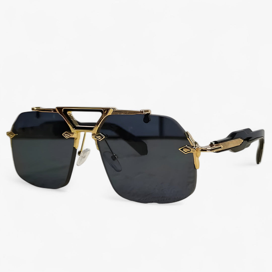 Randless oversized sunglasses with metal accents – Vexor-Gray Gold-State of Style