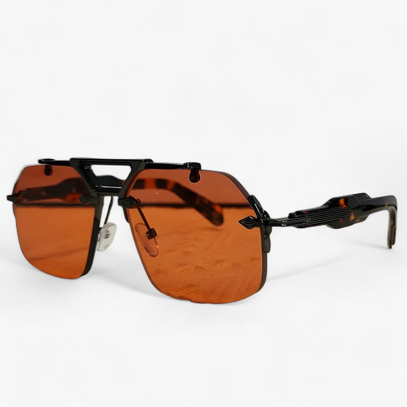 Randless oversized sunglasses with metal accents – Vexor-Red Leopard-State of Style