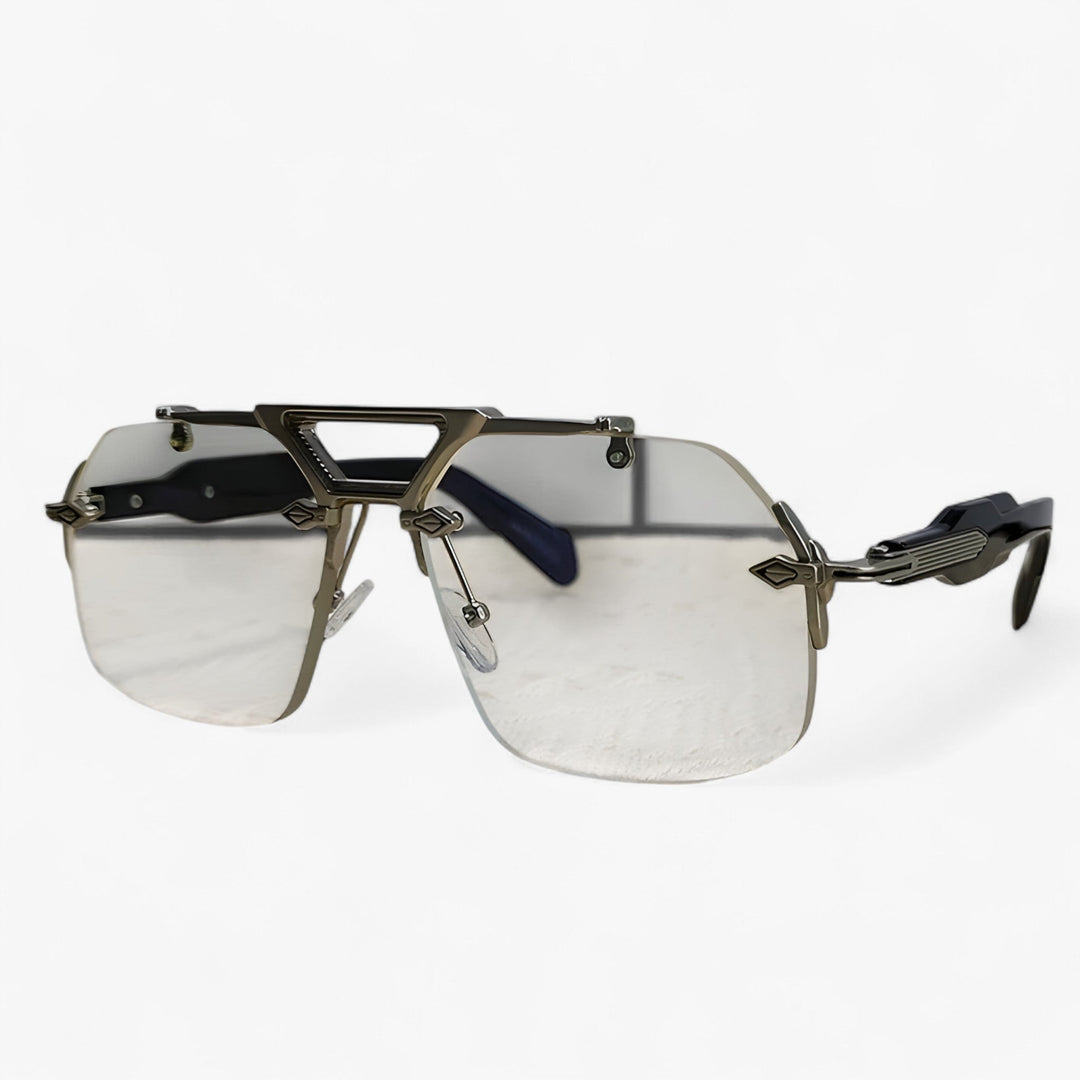 Randless oversized sunglasses with metal accents – Vexor-Transparent Silver-State of Style