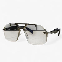 Randless oversized sunglasses with metal accents – Vexor-Transparent Silver-State of Style