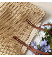 Rattan Woven Bag with Leather Straps - SummerBreeze Tote-Brown-State of Style