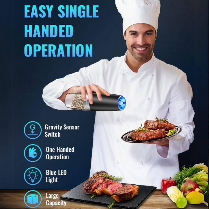 Rechargeable Electric Pepper and Salt Mill Set - GrindMaster Duo-Black-State of Style