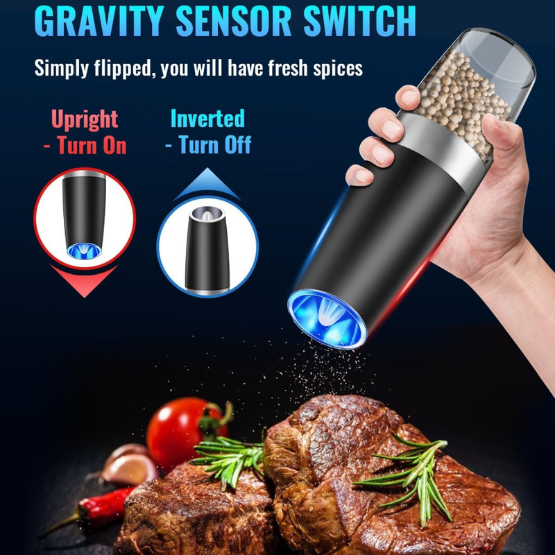 Rechargeable Electric Pepper and Salt Mill Set - GrindMaster Duo-Black-State of Style