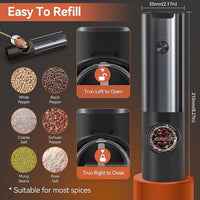 Rechargeable Electric Salt and Pepper Mill Set-Black-State of Style