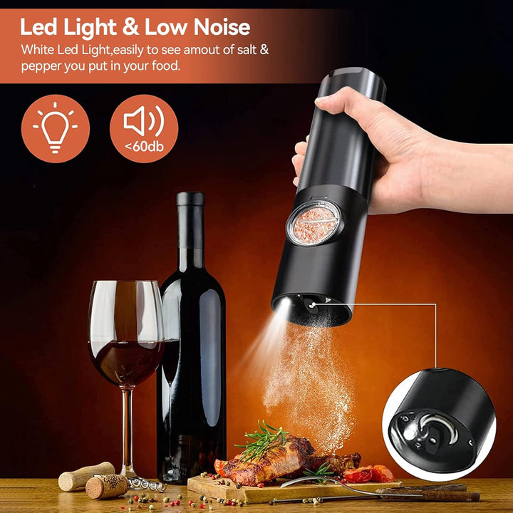 Rechargeable Electric Salt and Pepper Mill Set-Black-State of Style