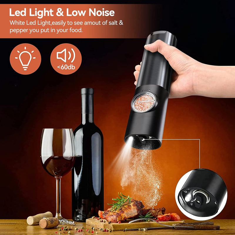 Rechargeable Electric Salt and Pepper Mill Set-Black-State of Style