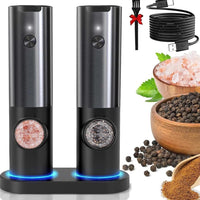 Rechargeable Electric Salt and Pepper Mill Set-Black-State of Style