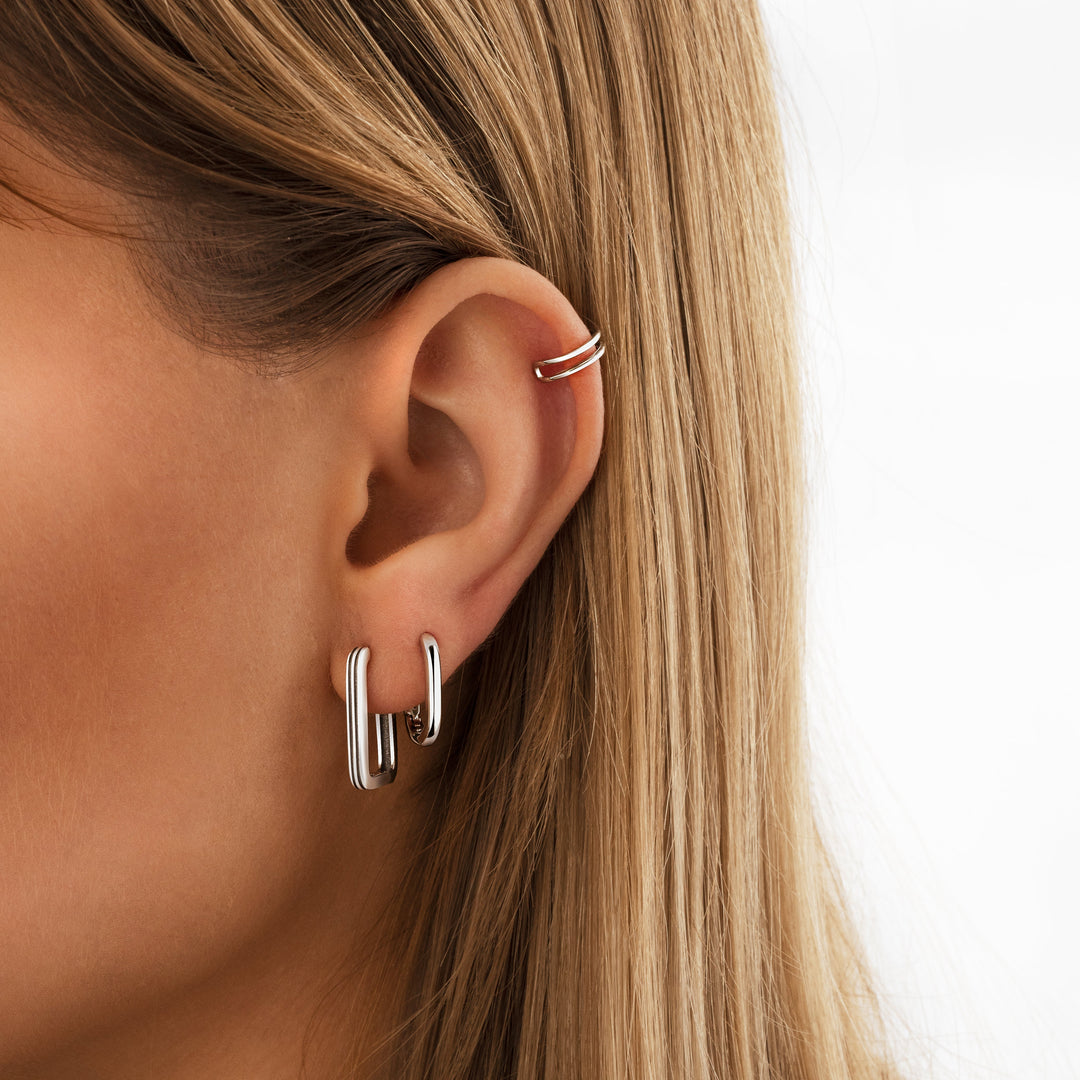 Rectangular Clip-On Earrings - Isabelle-Silver-State of Style