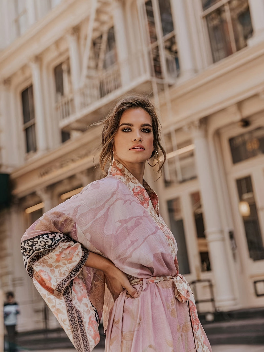 Red Floral Print Kimono - Isabella-Red Orange-One Size-State of Style