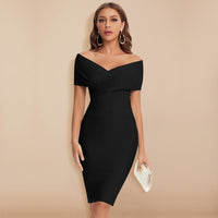 Refined Bandage Dress with Deep V-Neck - Aurora-Black-S-State of Style