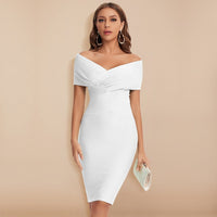 Refined Bandage Dress with Deep V-Neck - Aurora-White-S-State of Style