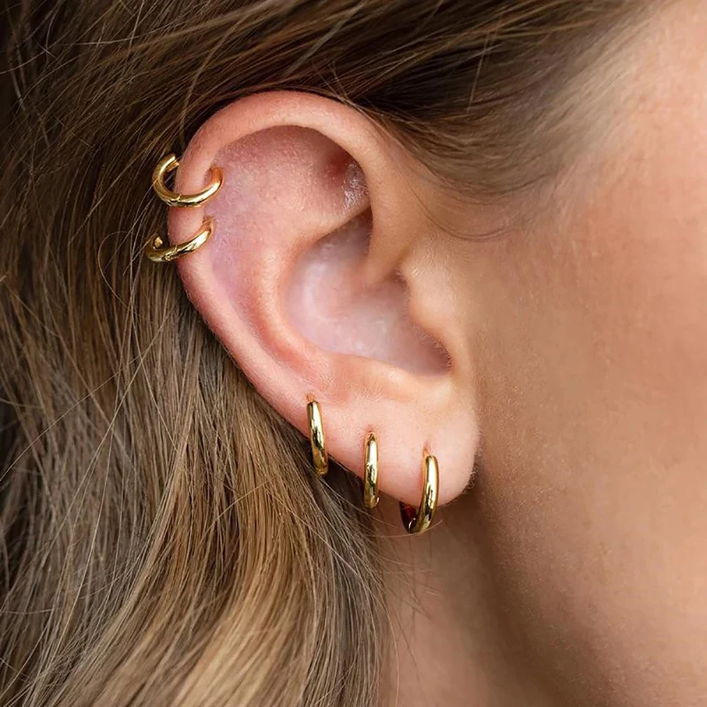 Refined Hoop Earrings - Sophia-Gold-8mm-State of Style