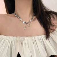 REFINED NECKLACE WITH STAR CRYSTAL CHAIN-State of Style