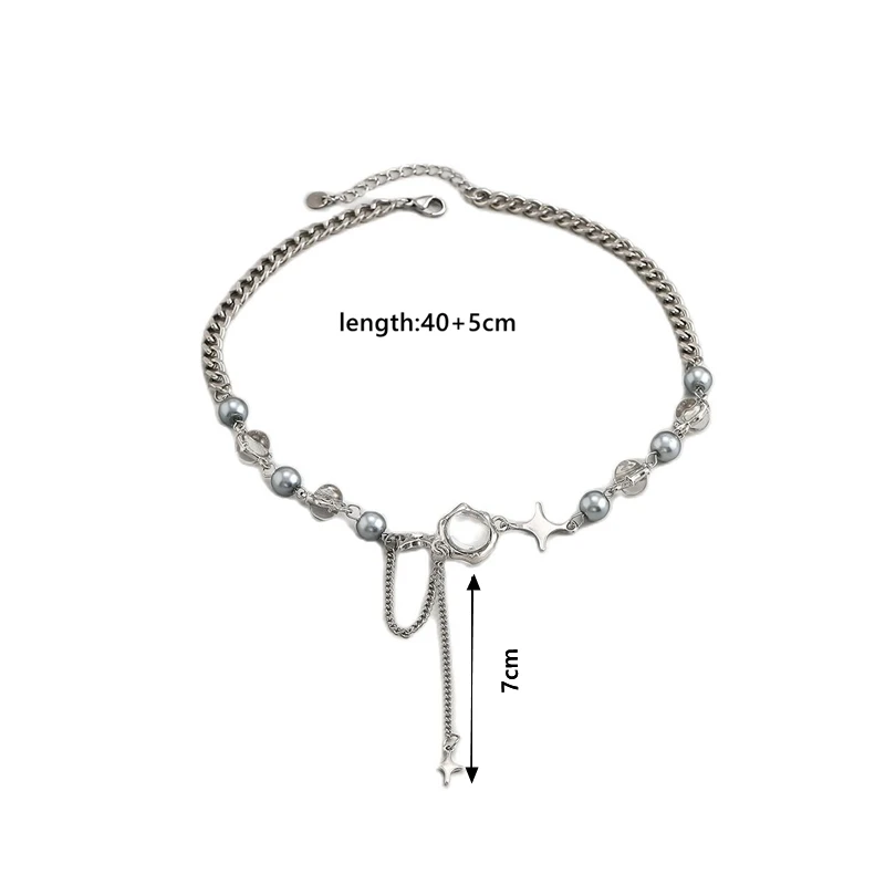 REFINED NECKLACE WITH STAR CRYSTAL CHAIN-State of Style
