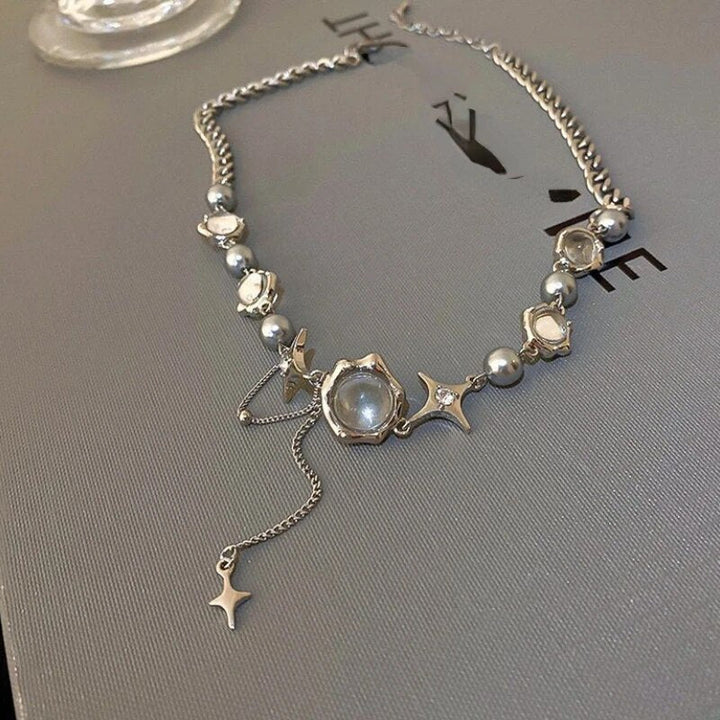 REFINED NECKLACE WITH STAR CRYSTAL CHAIN-State of Style
