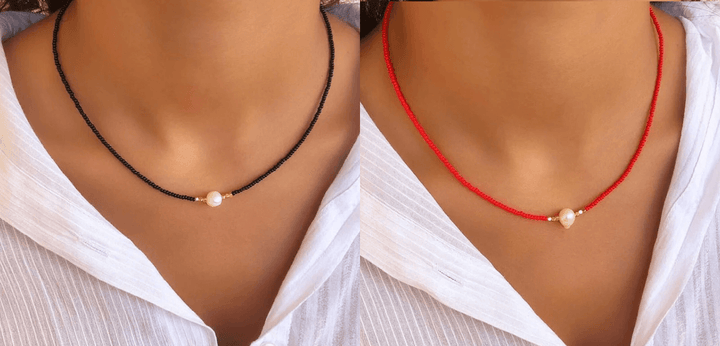 Refined Pearl Necklace (Buy 1 Get 1 Free) - Luxury Pearl-Black + red (1+1 free)-State of Style
