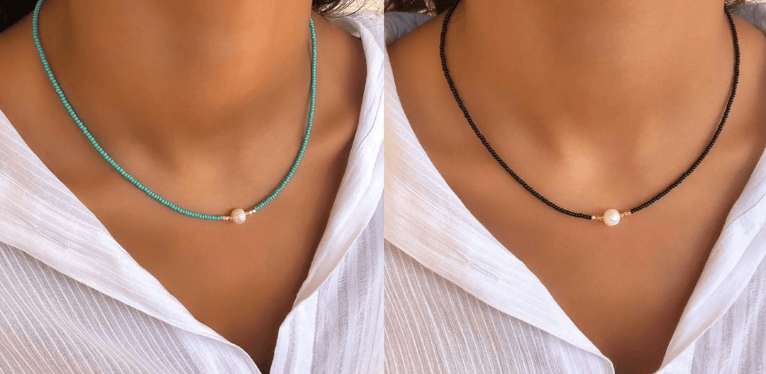Refined Pearl Necklace (Buy 1 Get 1 Free) - Luxury Pearl-Turquoise + black (1+1 free)-State of Style