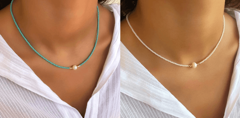 Refined Pearl Necklace (Buy 1 Get 1 Free) - Luxury Pearl-Turquoise + white (1+1 free)-State of Style