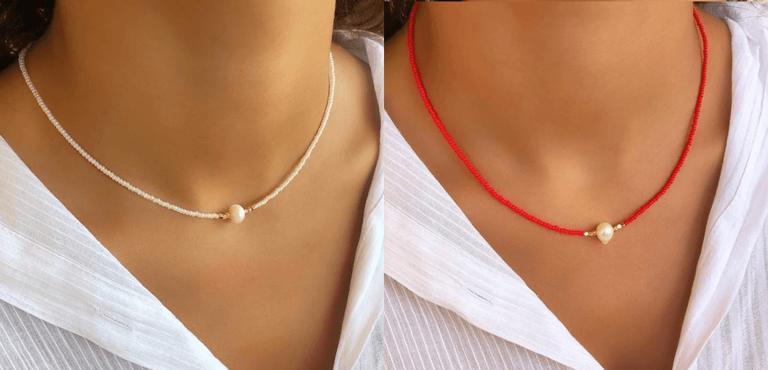 Refined Pearl Necklace (Buy 1 Get 1 Free) - Luxury Pearl-White + red (1+1 free)-State of Style