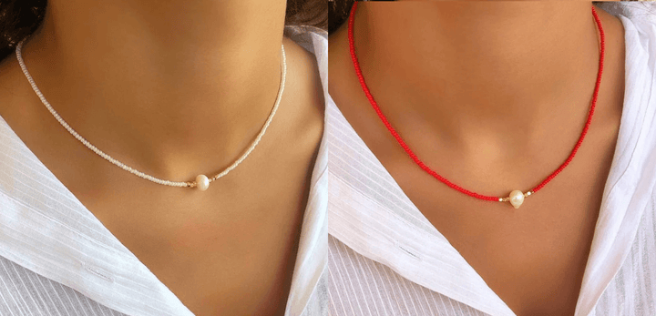 Refined Pearl Necklace (Buy 1 Get 1 Free) - Luxury Pearl-White + red (1+1 free)-State of Style