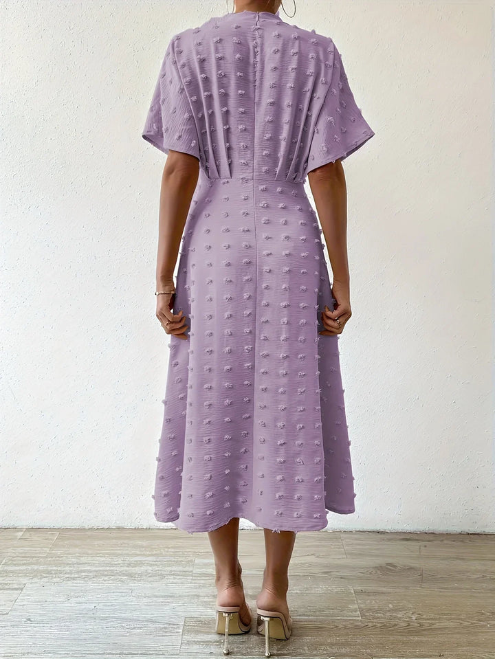 Refined Pleated Midi Dress with Ruffles | Evening Dress-Apricot-S-State of Style