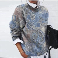 Refined Printed Sweater - Sienna-Blue-S-State of Style