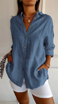 Refined Women's Shirt - Elena-Dark Blue-S-State of Style