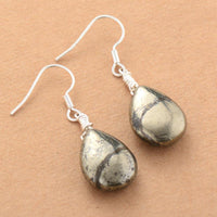Reflective Pyrite Drop Earrings – Elara-State of Style