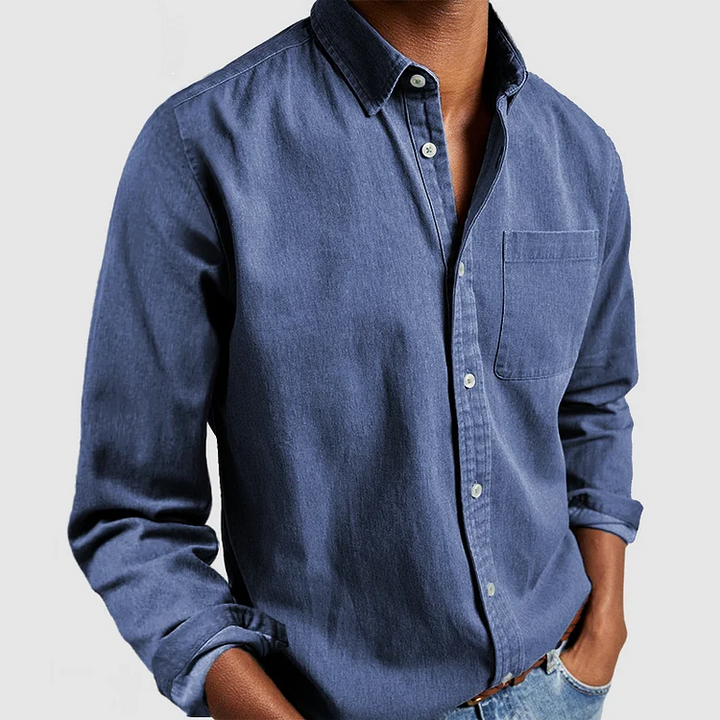 Relaxed men's casual shirt with a modern cut - Henrik-Blue-S-State of Style