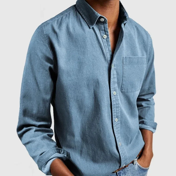 Relaxed men's casual shirt with a modern cut - Henrik-Light blue-S-State of Style