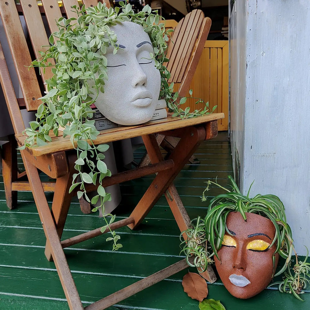 Resin Human Face Hanging Planter - FaceVibe-A-State of Style