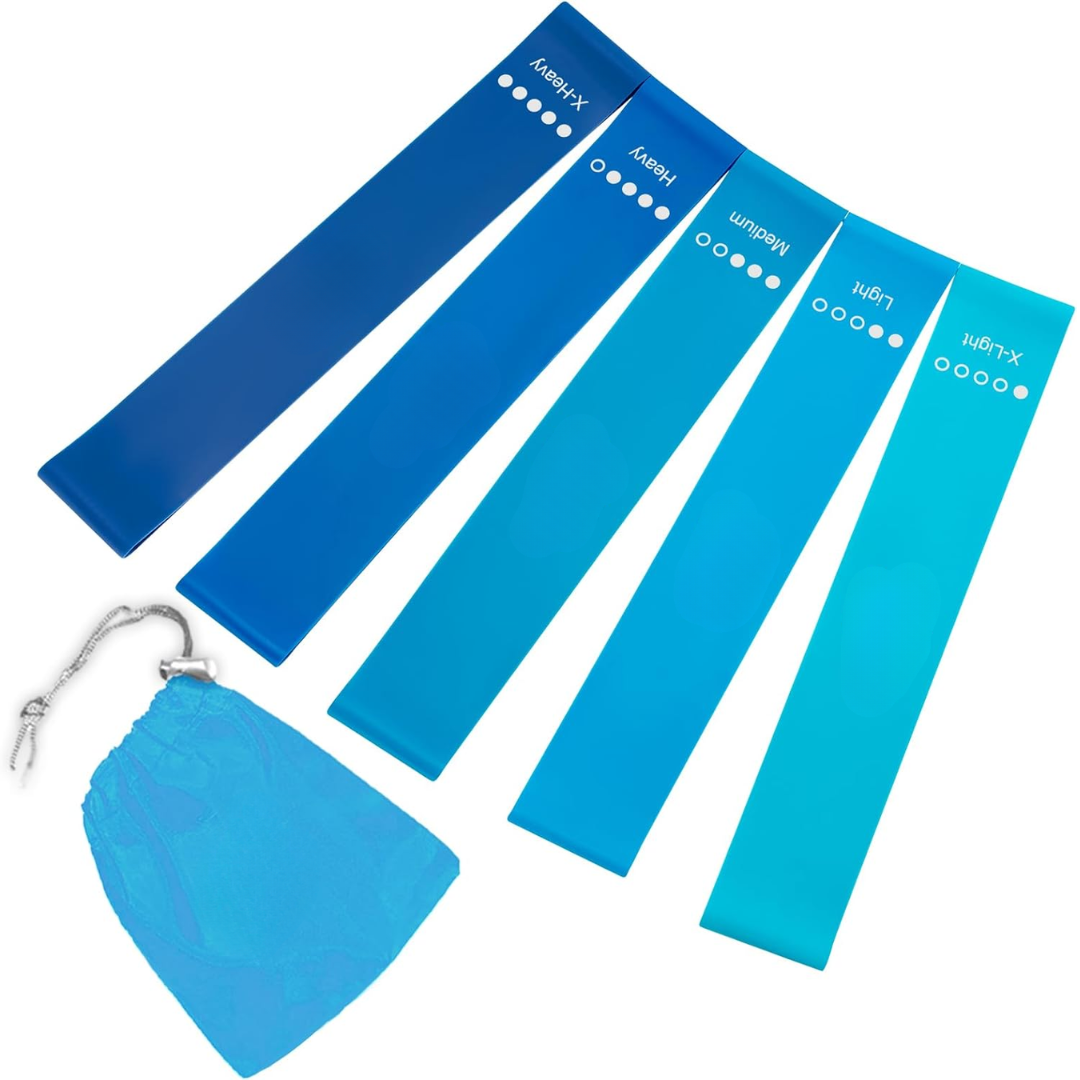Resistance Bands Set – 5 Bands with Instructions and Storage Bag-Blue-State of Style