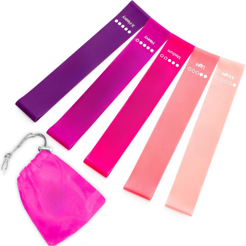 Resistance Bands Set – 5 Bands with Instructions and Storage Bag-Pink-State of Style
