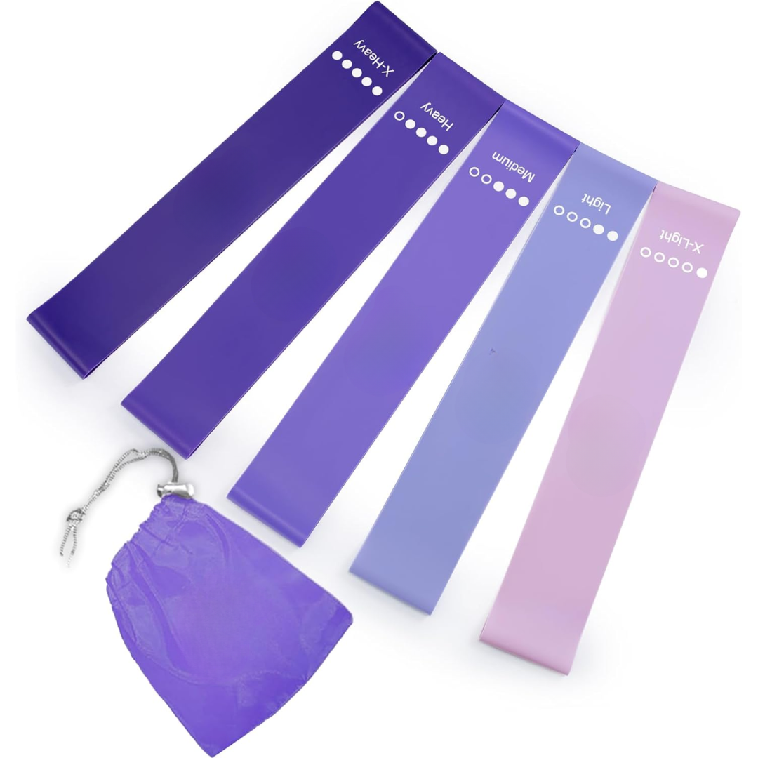Resistance Bands Set – 5 Bands with Instructions and Storage Bag-Purple-State of Style