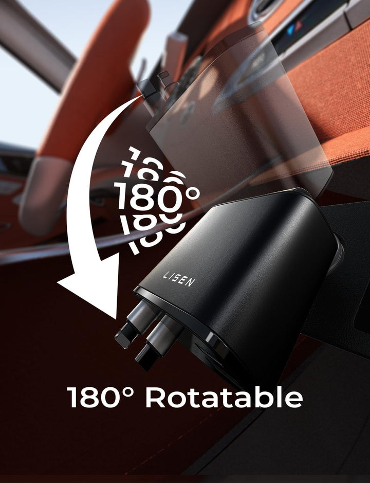 Retractable Car Charger 69W USB C-Black - USB Type C - 24 Volt-State of Style