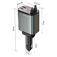 Retractable Car Charger 69W USB C-Black - USB Type C - 24 Volt-State of Style