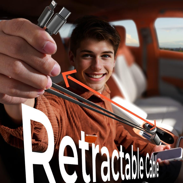 Retractable Car Charger 69W USB C-Black - USB Type C - 24 Volt-State of Style