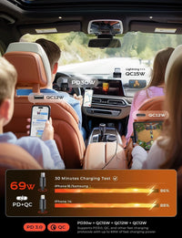 Retractable Car Charger 69W USB C-Black - USB Type C - 24 Volt-State of Style