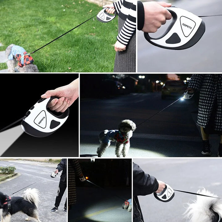 Retractable Dog Leash with LED Light - SafePaw-5M-White-State of Style