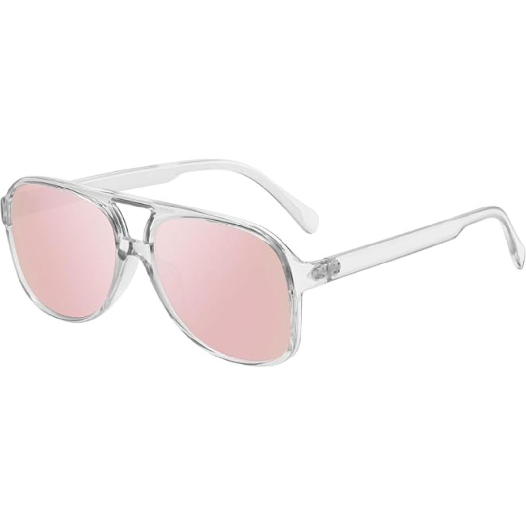 Retro Aviator Sunglasses - Indy-Clear pink-State of Style