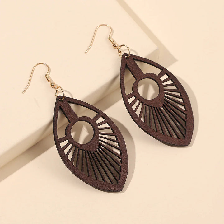 Retro Carved Wooden Earrings | Unique Handmade Jewellery-EVILEYE-State of Style